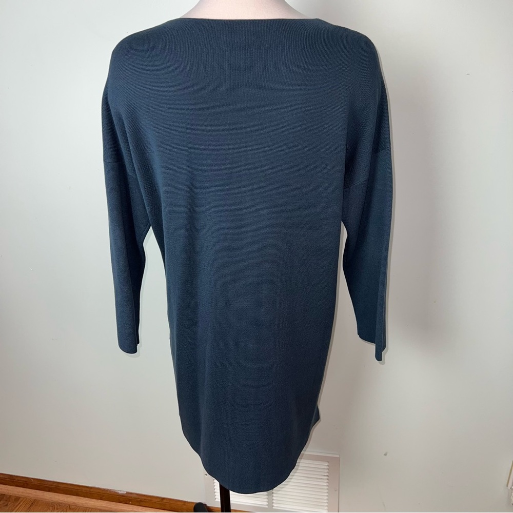 Eileen Fisher Slate Blue Silk / Organic Cotton Sweater Dress - Women’s S - Picture 5 of 8